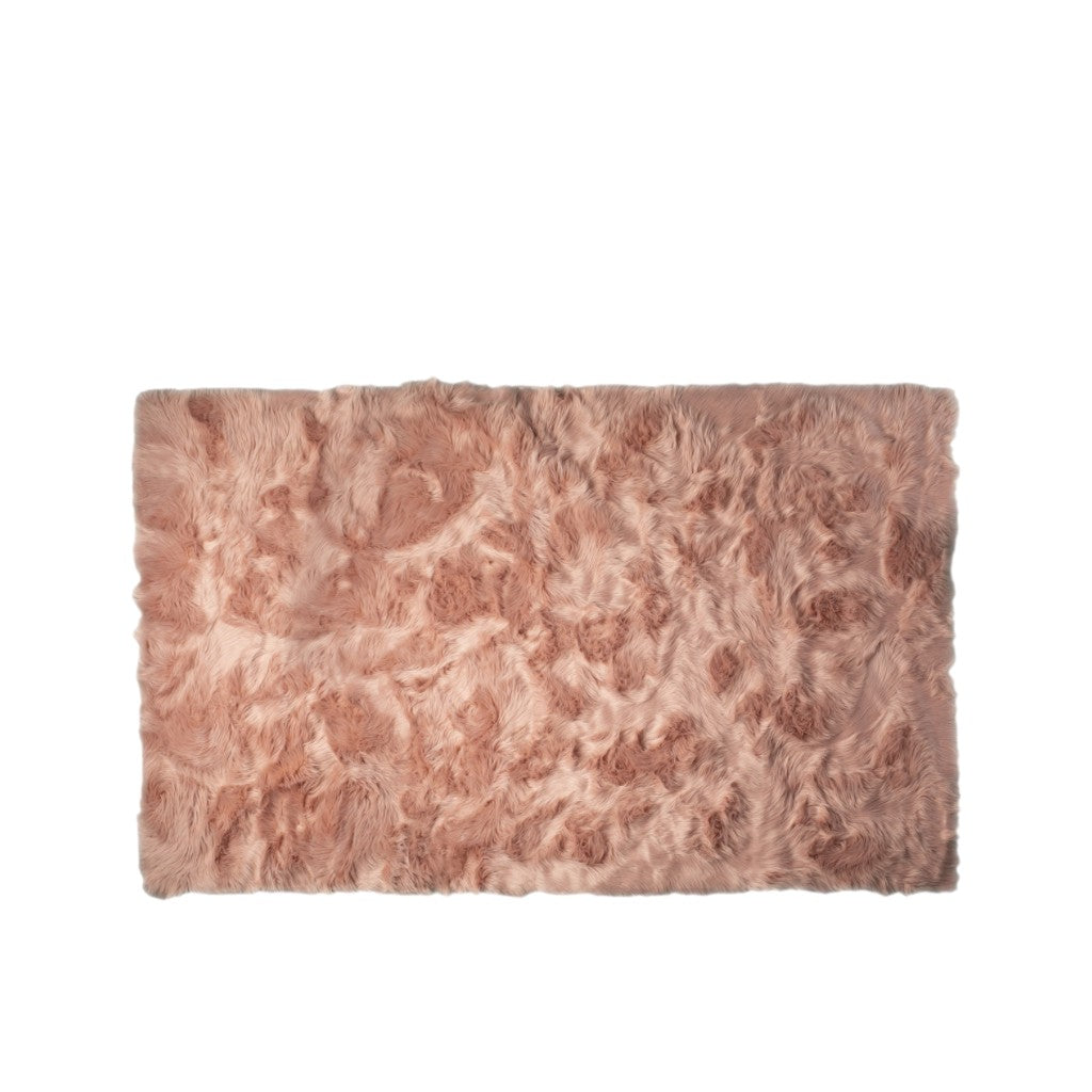 5' X 8' Dusty Rose Faux Fur Non Skid Area Rug - Home Decor