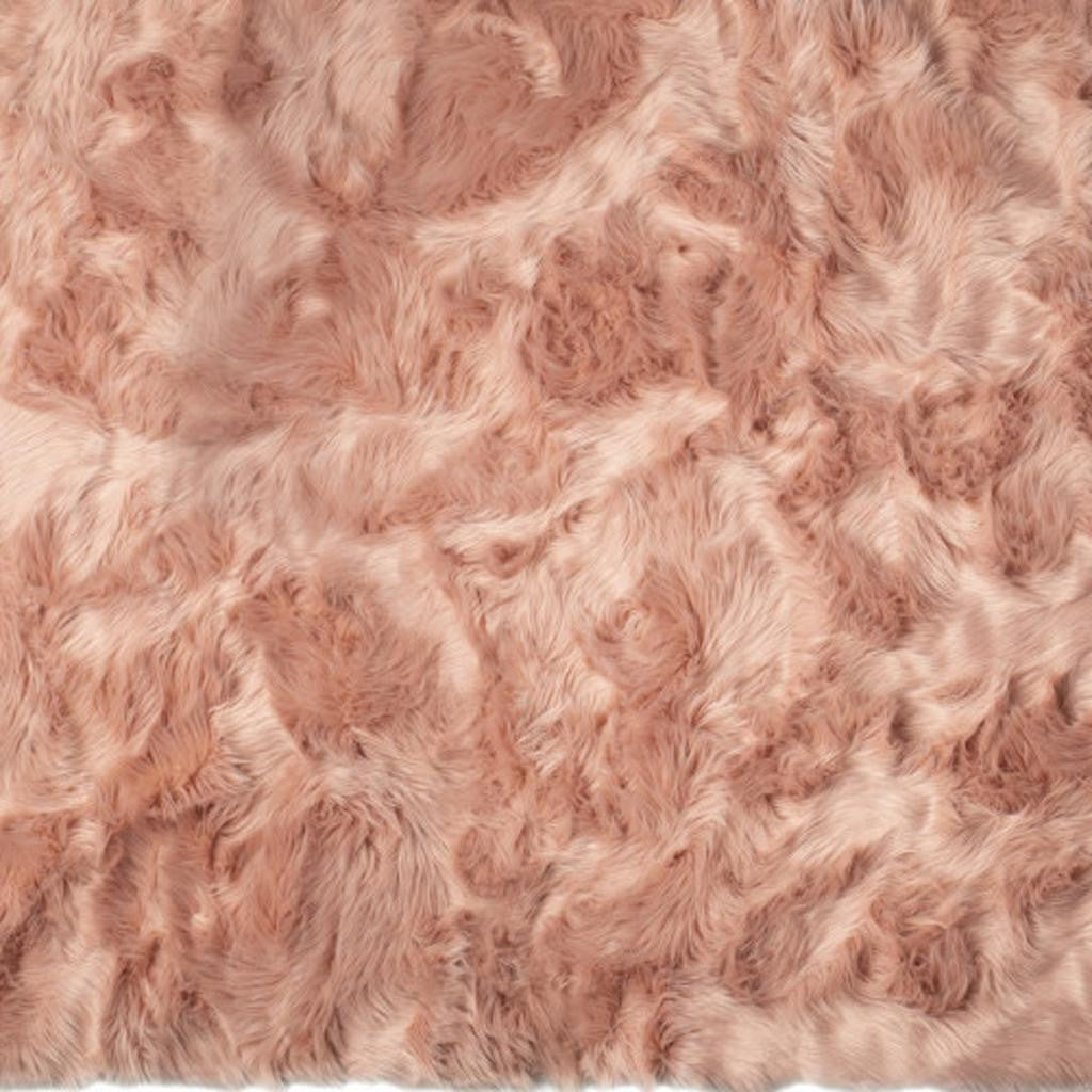 5' X 8' Dusty Rose Faux Fur Non Skid Area Rug - Home Decor