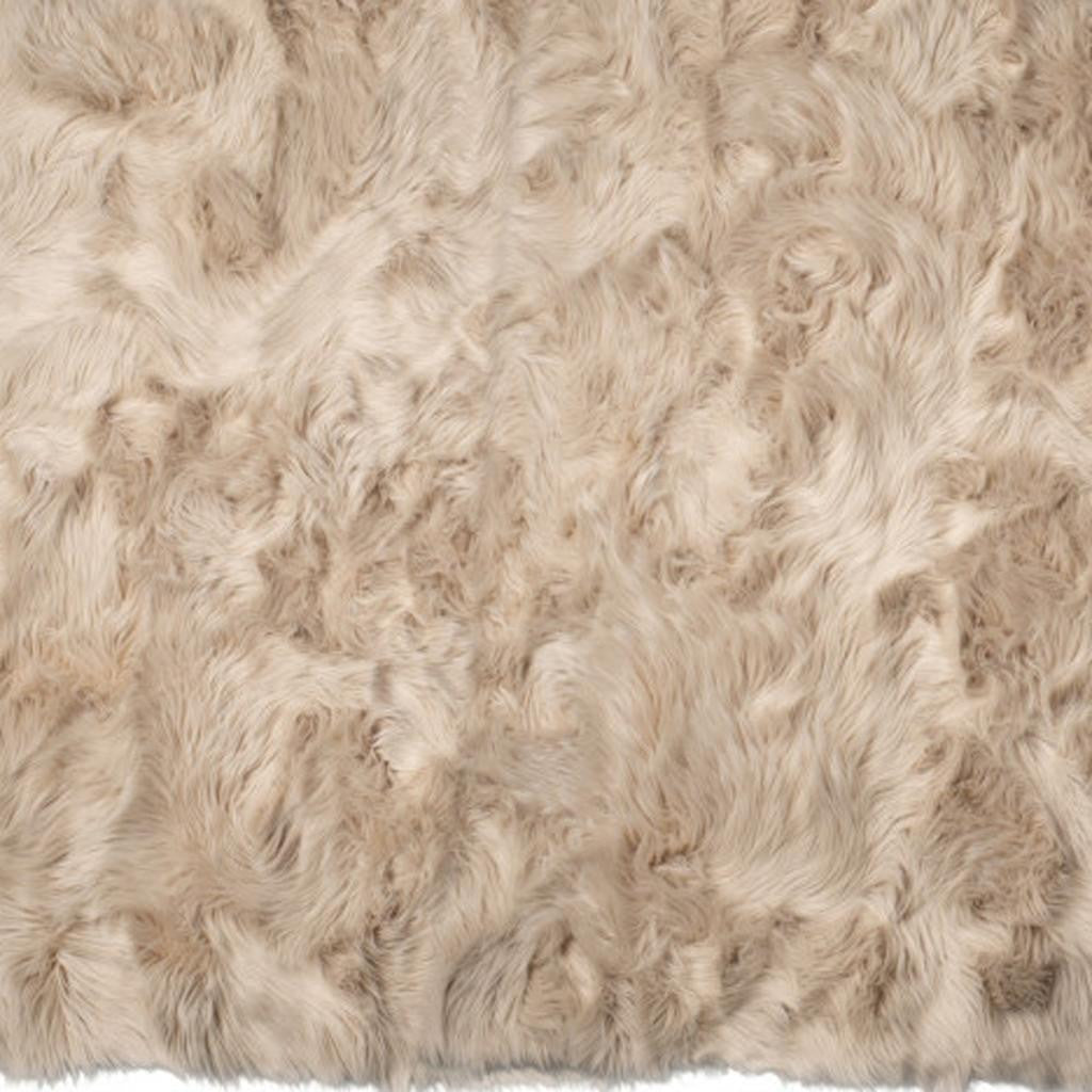 5' X 8' Taupe Faux Fur Non Skid Area Rug - Home Decor