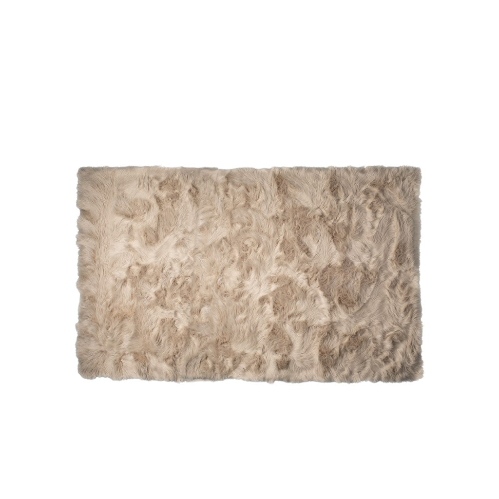 5' X 8' Taupe Faux Fur Non Skid Area Rug - Home Decor