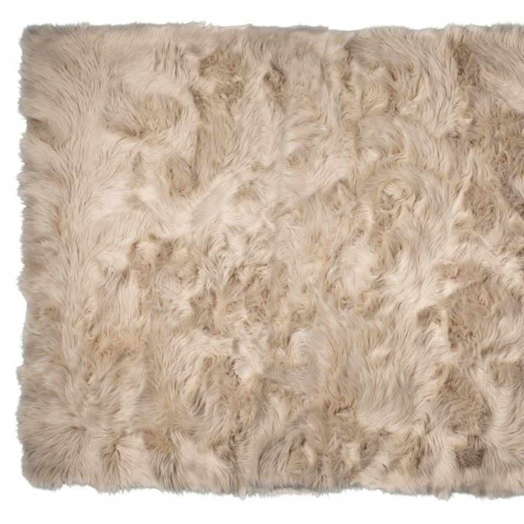 5' X 8' Taupe Faux Fur Non Skid Area Rug - Home Decor