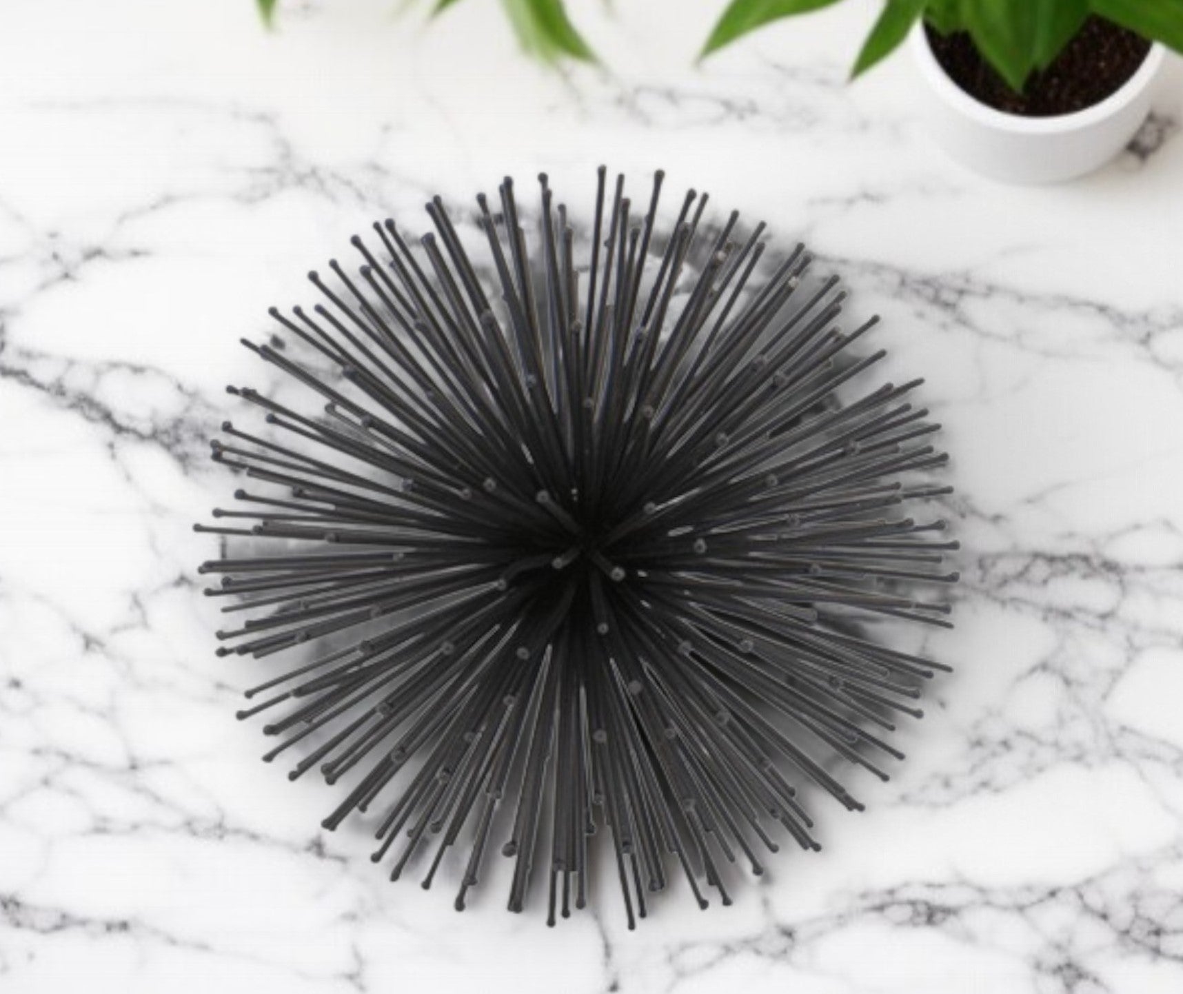 6" Black Iron Decorative Orb Tabletop Sculpture - Home Decor