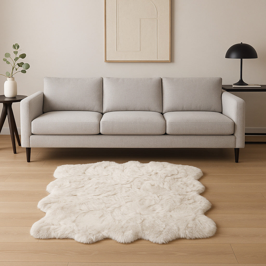 6' X 6' Ombre Grey Faux Fur Washable Non Skid Area Rug - Home Decor