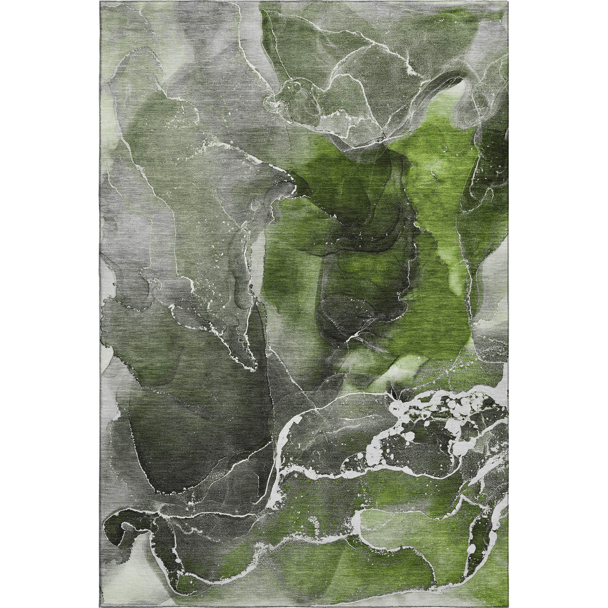 10' X 14' Green And Charcoal Abstract Washable Area Rug With UV Protection - Home & Garden