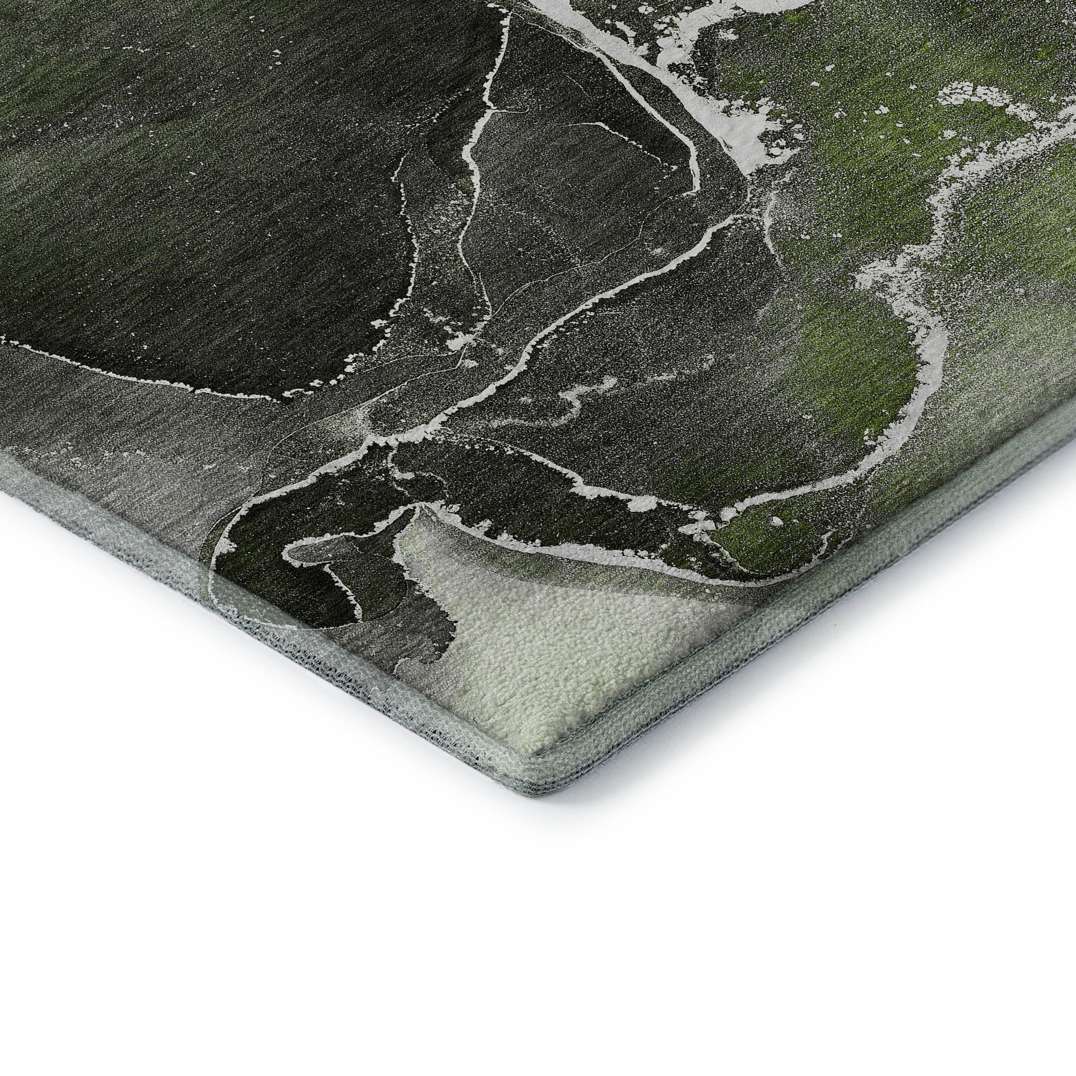 10' X 14' Green And Charcoal Abstract Washable Area Rug With UV Protection - Home & Garden