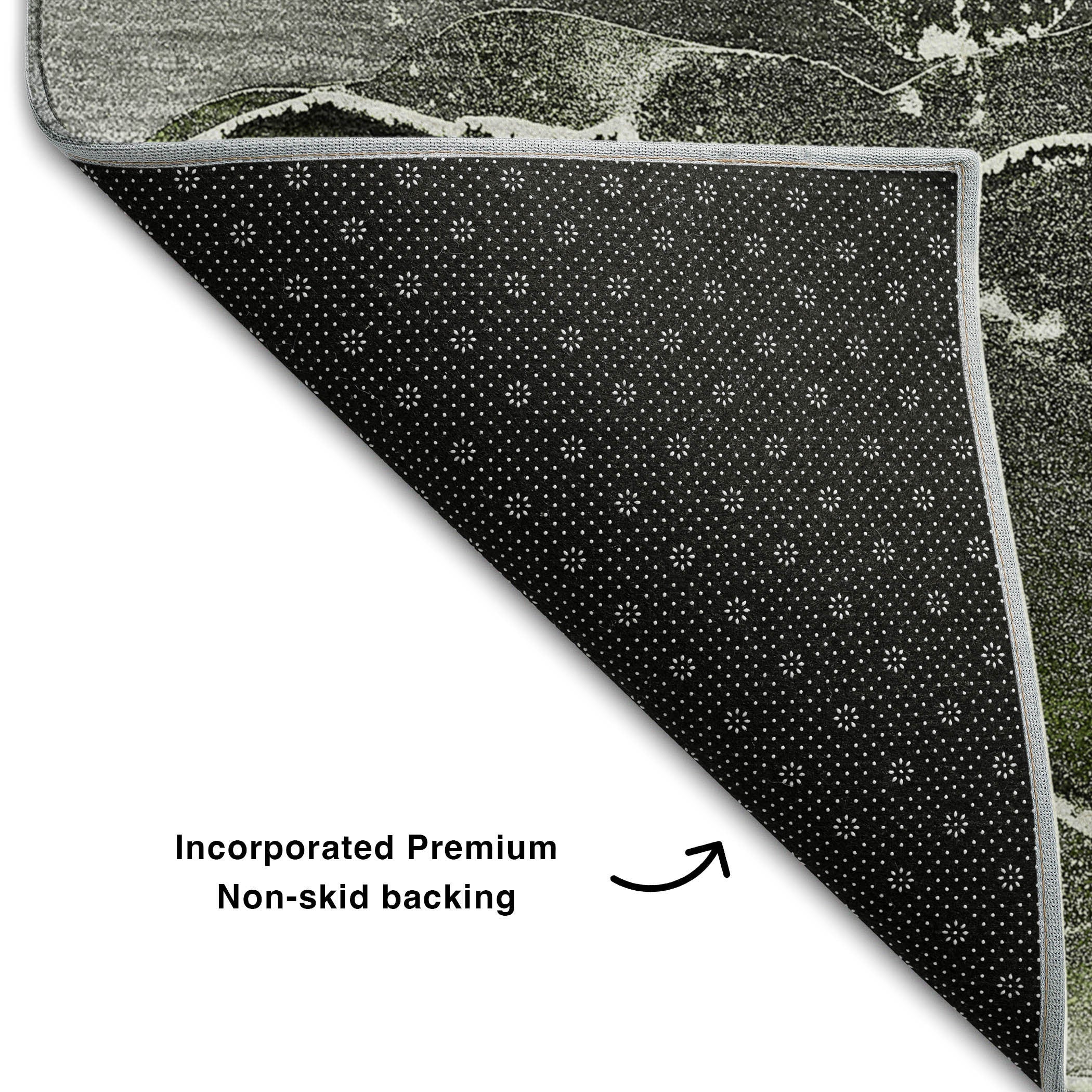 10' X 14' Green And Charcoal Abstract Washable Area Rug With UV Protection - Home & Garden