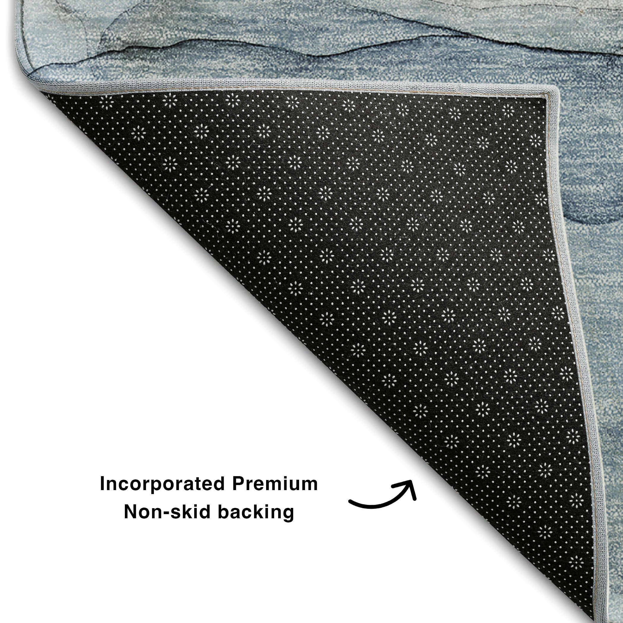 5' X 8' Blue And Ivory Abstract Washable Area Rug With UV Protection - Home & Garden