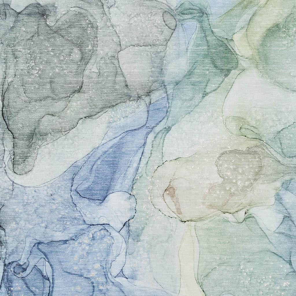 5' X 8' Blue And Ivory Abstract Washable Area Rug With UV Protection - Home & Garden