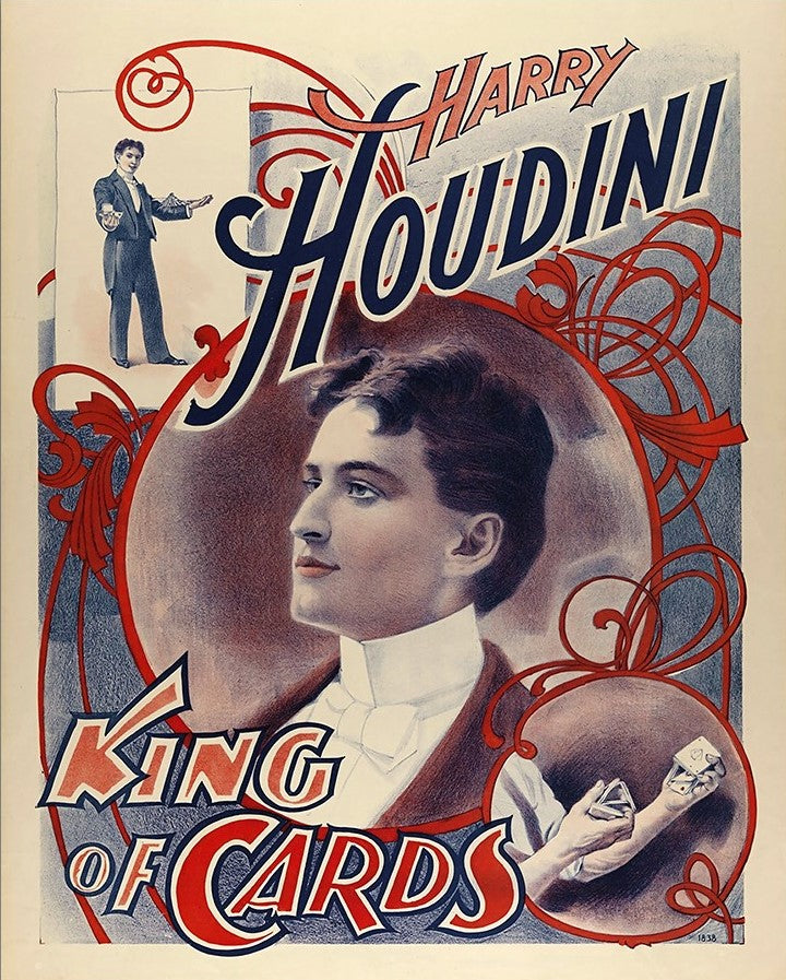 11" X 14" Houdini King Of Cards Vintage Magic Poster Wall Art - Home & Garden