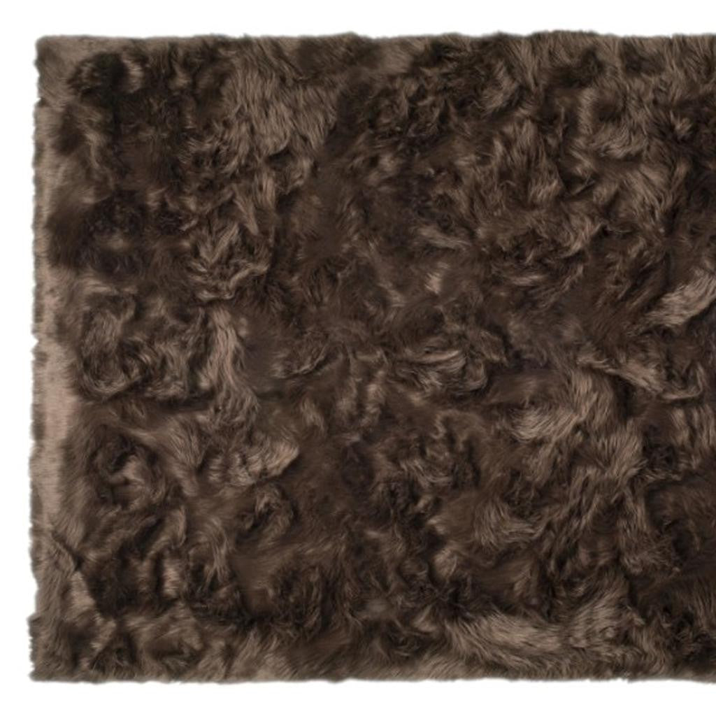5' X 8' Chocolate Faux Fur Non Skid Area Rug - Home Decor