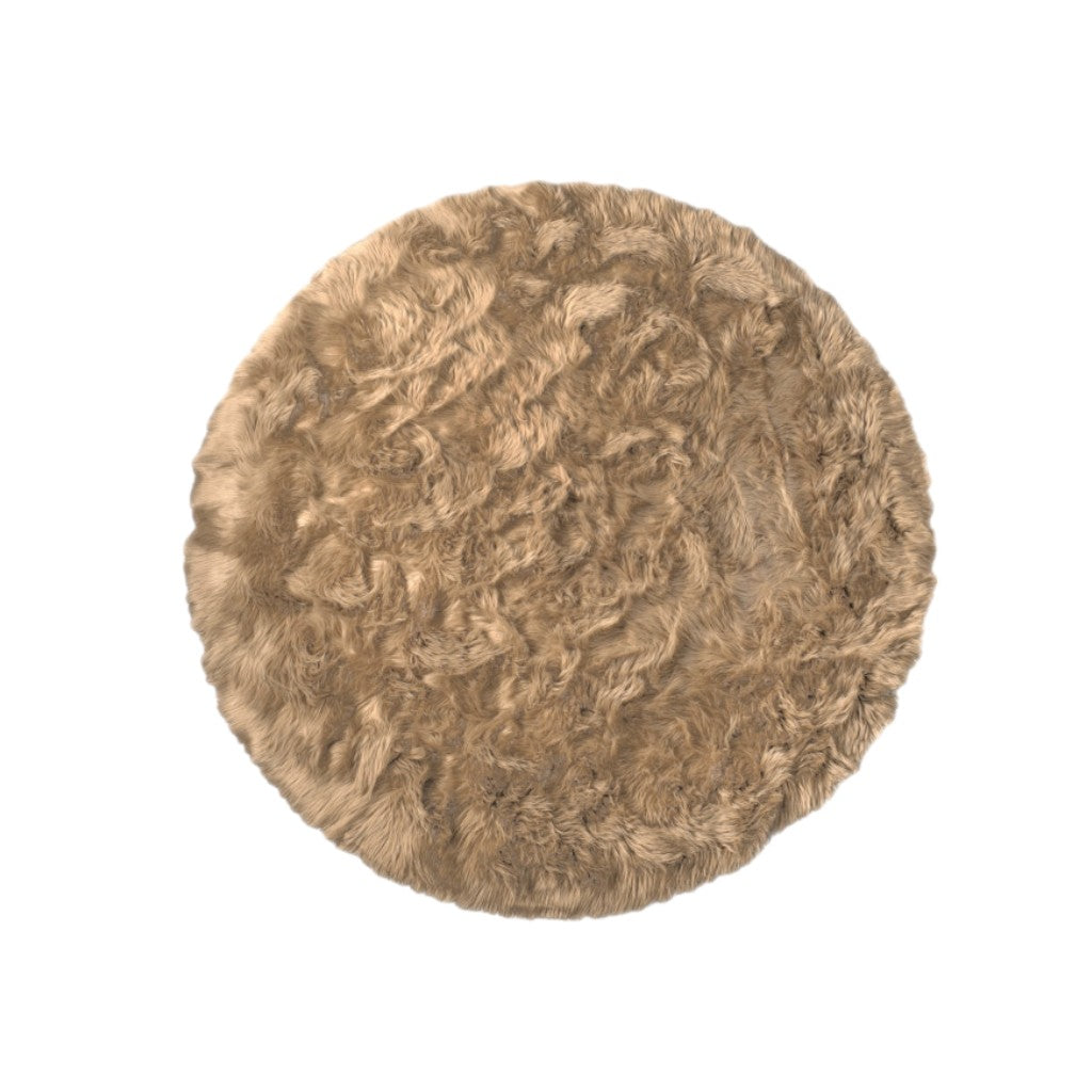 6' X 6' Tan Round Faux Fur Washable Non Skid Area Rug - Home Decor