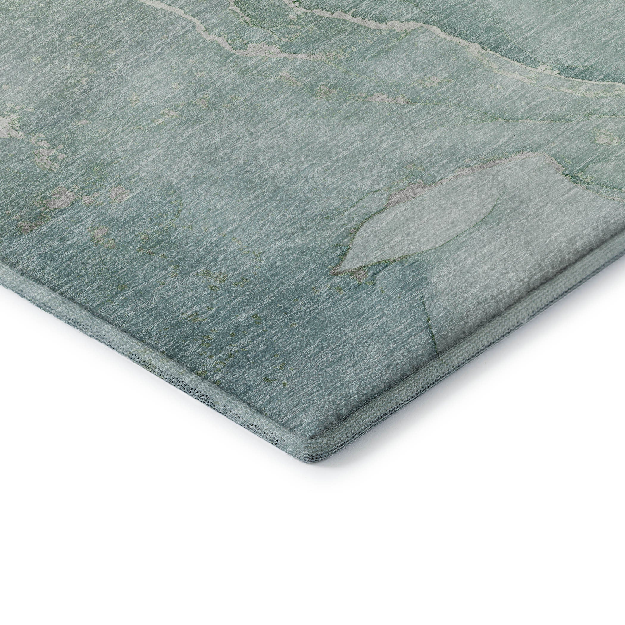 10' X 14' Teal And Ivory Abstract Washable Area Rug With UV Protection - Home & Garden