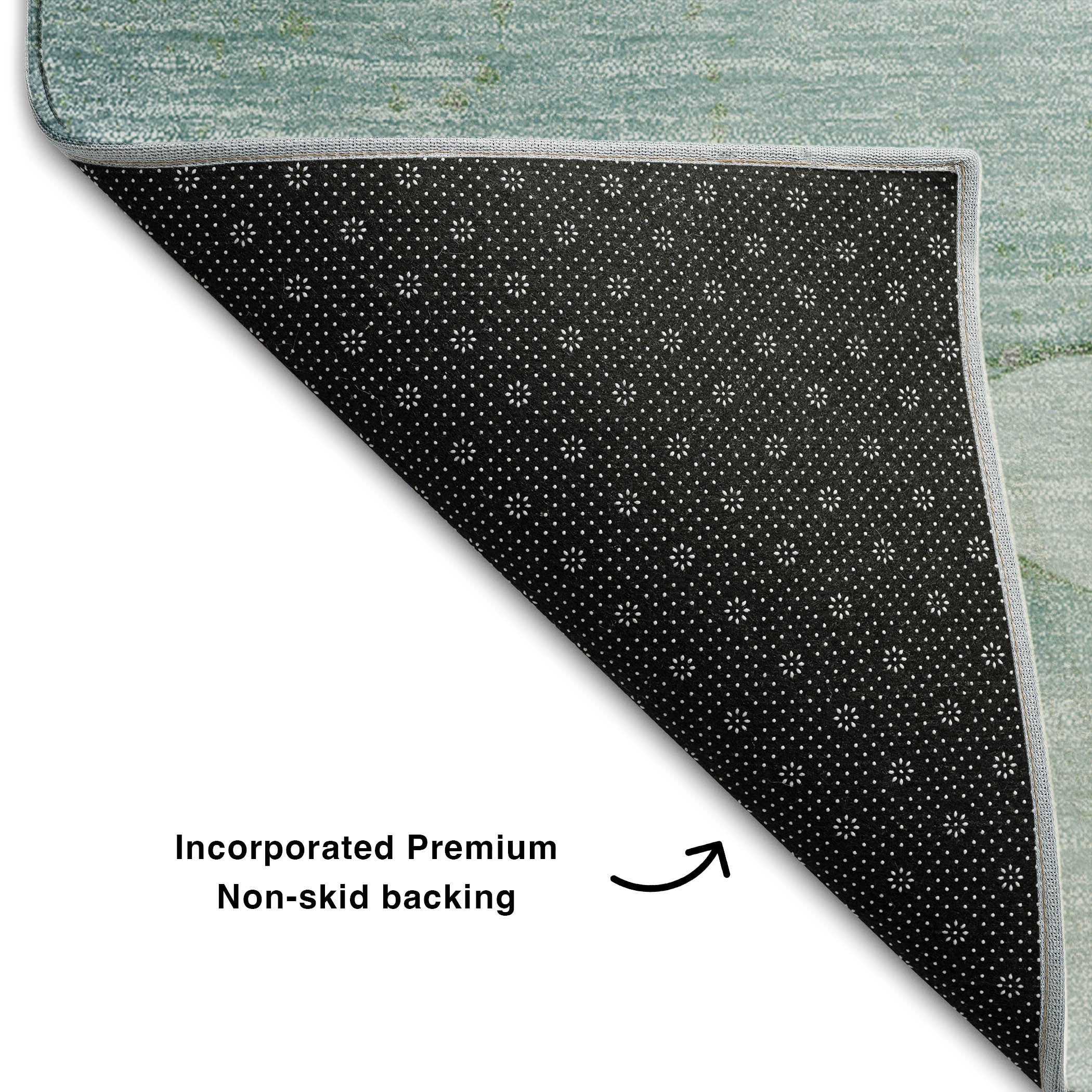 10' X 14' Teal And Ivory Abstract Washable Area Rug With UV Protection - Home & Garden