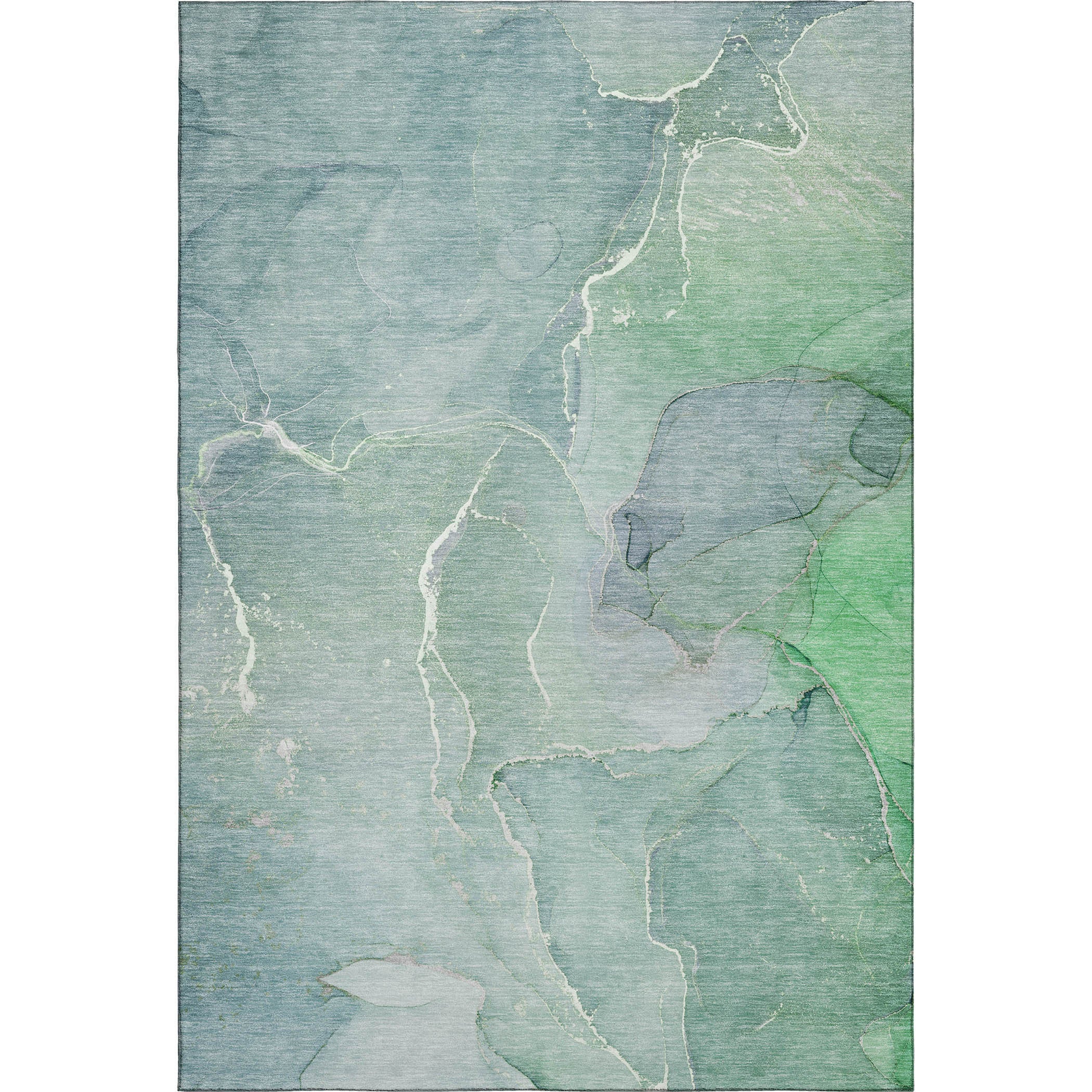 10' X 14' Teal And Ivory Abstract Washable Area Rug With UV Protection - Home & Garden