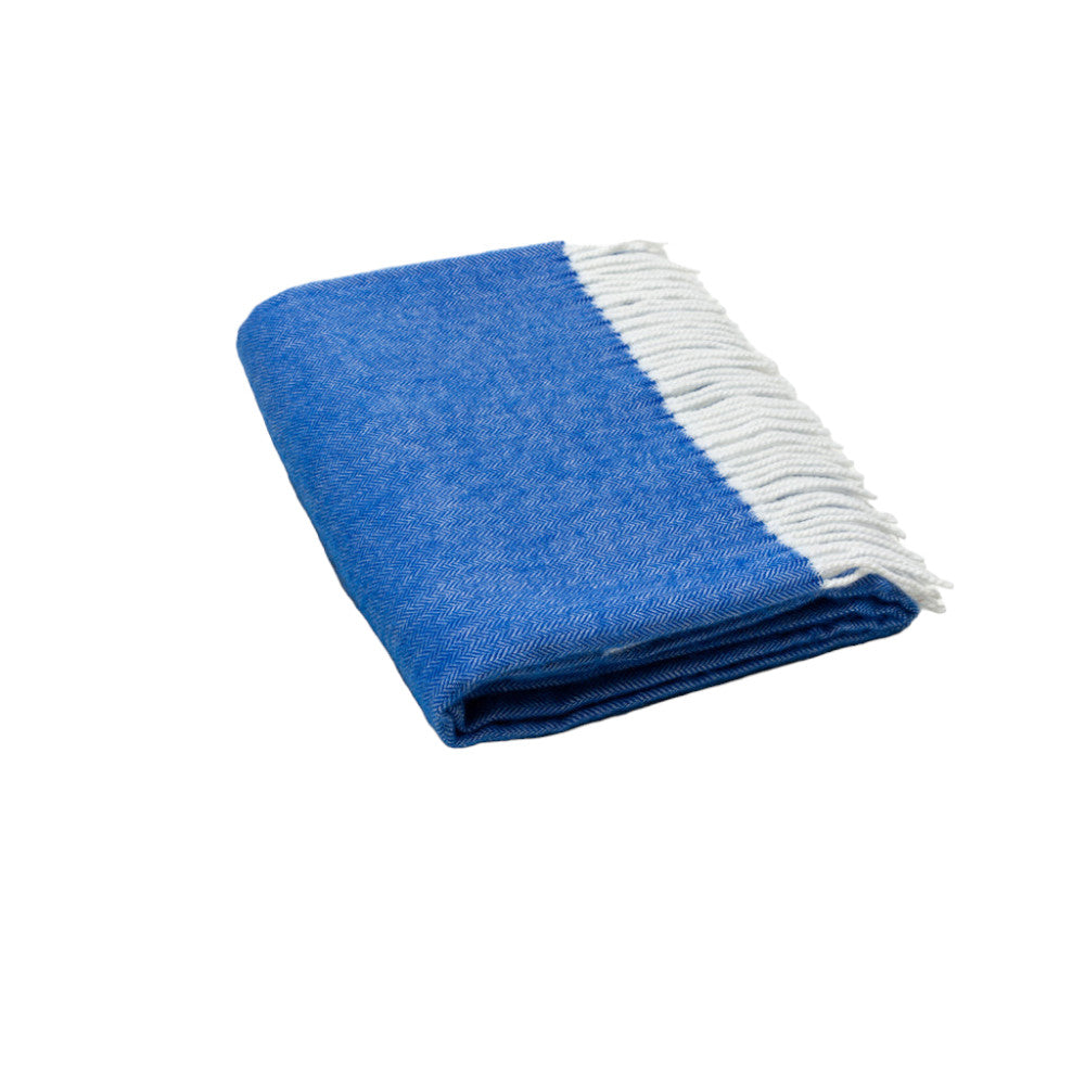 50" X 60" Royal Blue And White Woven Herringbone Plush Throw Blanket - Home Decor
