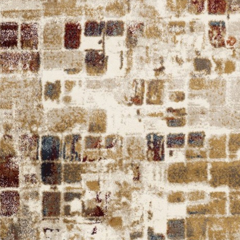 8' Natural And Brown Abstract Runner Rug - Home Decor