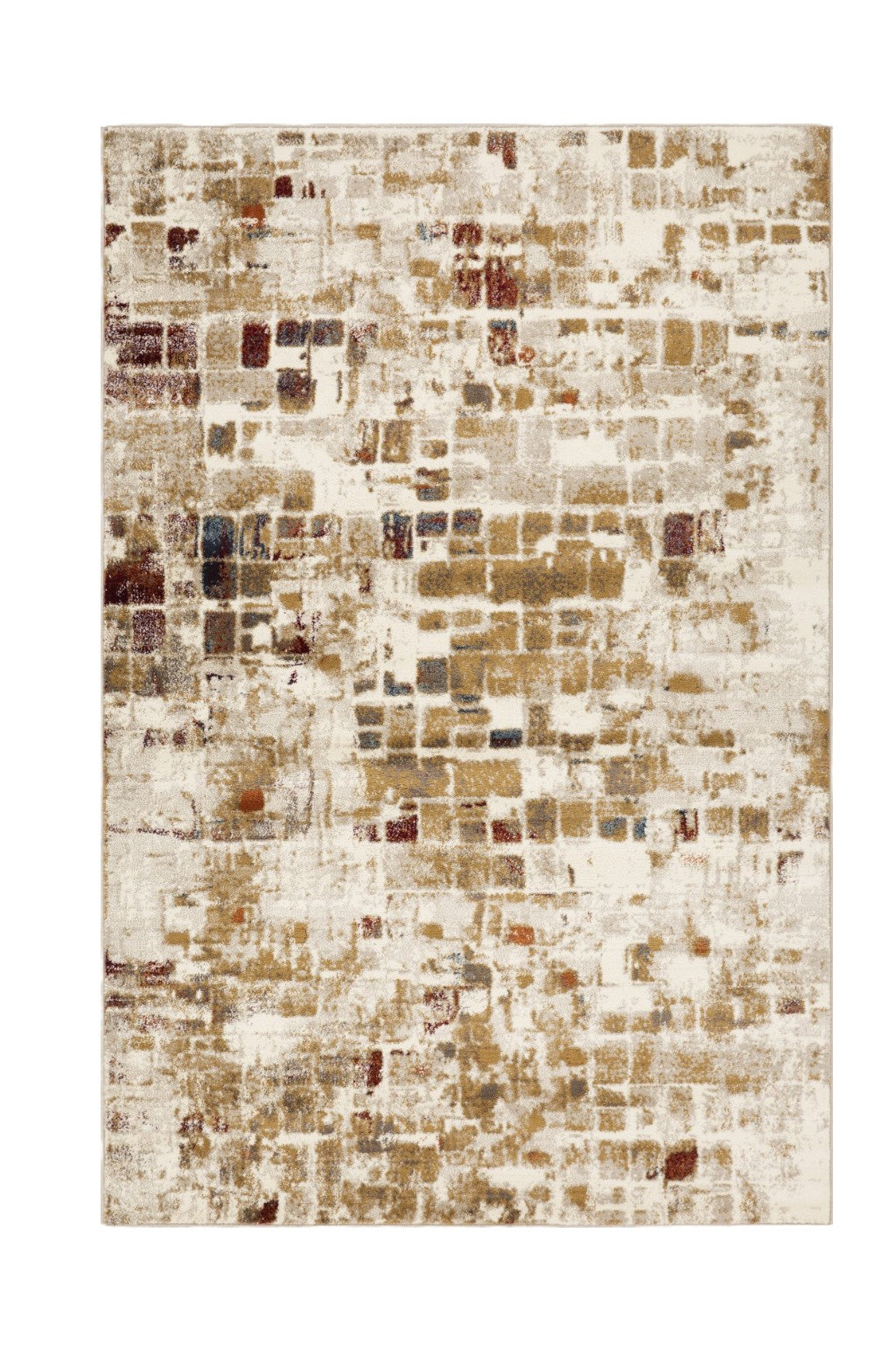 8' Natural And Brown Abstract Runner Rug - Home Decor