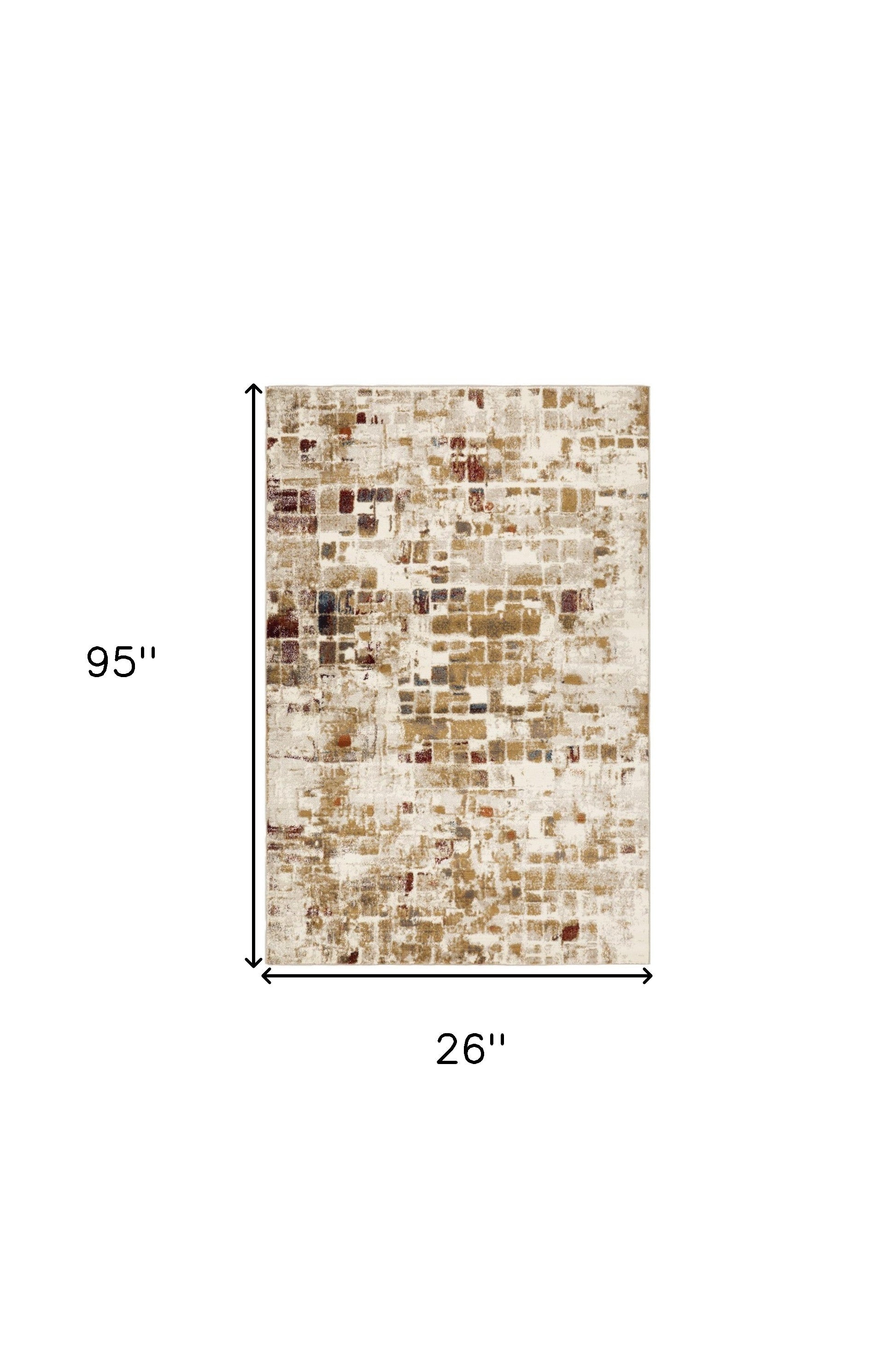 8' Natural And Brown Abstract Runner Rug - Home Decor