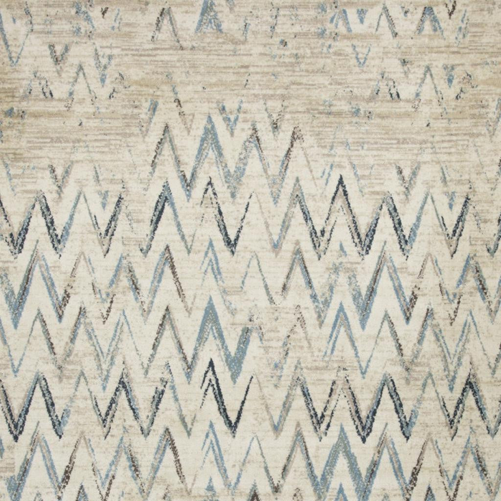 3' X 5' Ivory And Blue Chevron Area Rug - Home & Garden