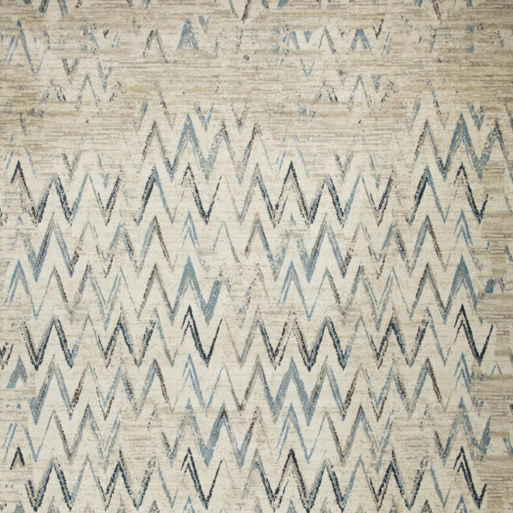 3' X 5' Ivory And Blue Chevron Area Rug - Home & Garden