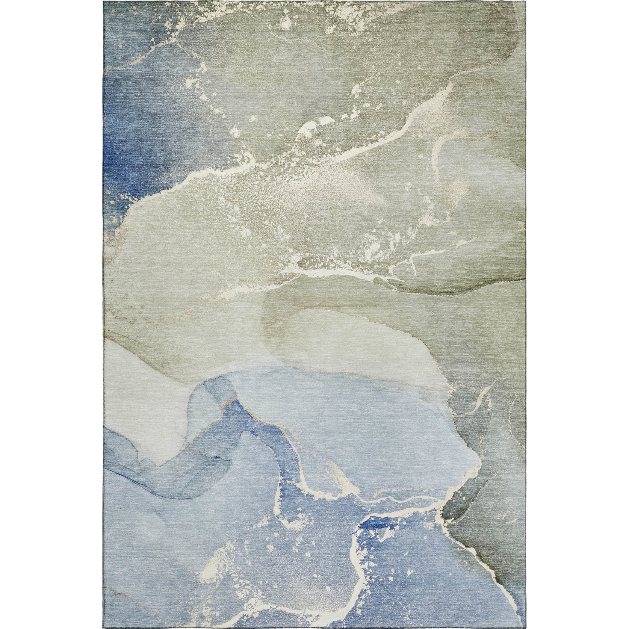 3' X 5' Blue Gray And Ivory Abstract Washable Area Rug With UV Protection - Home & Garden