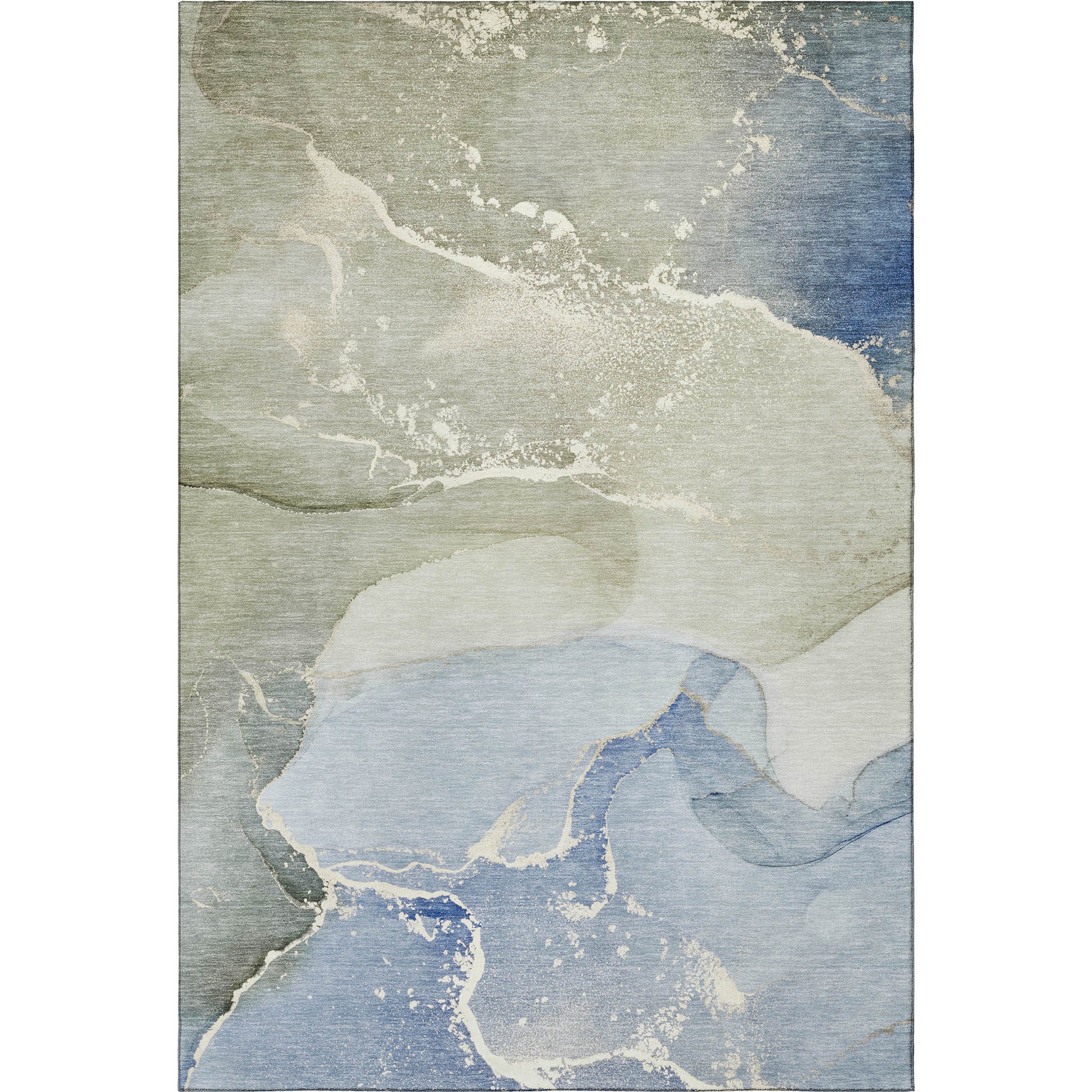 3' X 5' Blue Gray And Ivory Abstract Washable Area Rug With UV Protection - Home & Garden