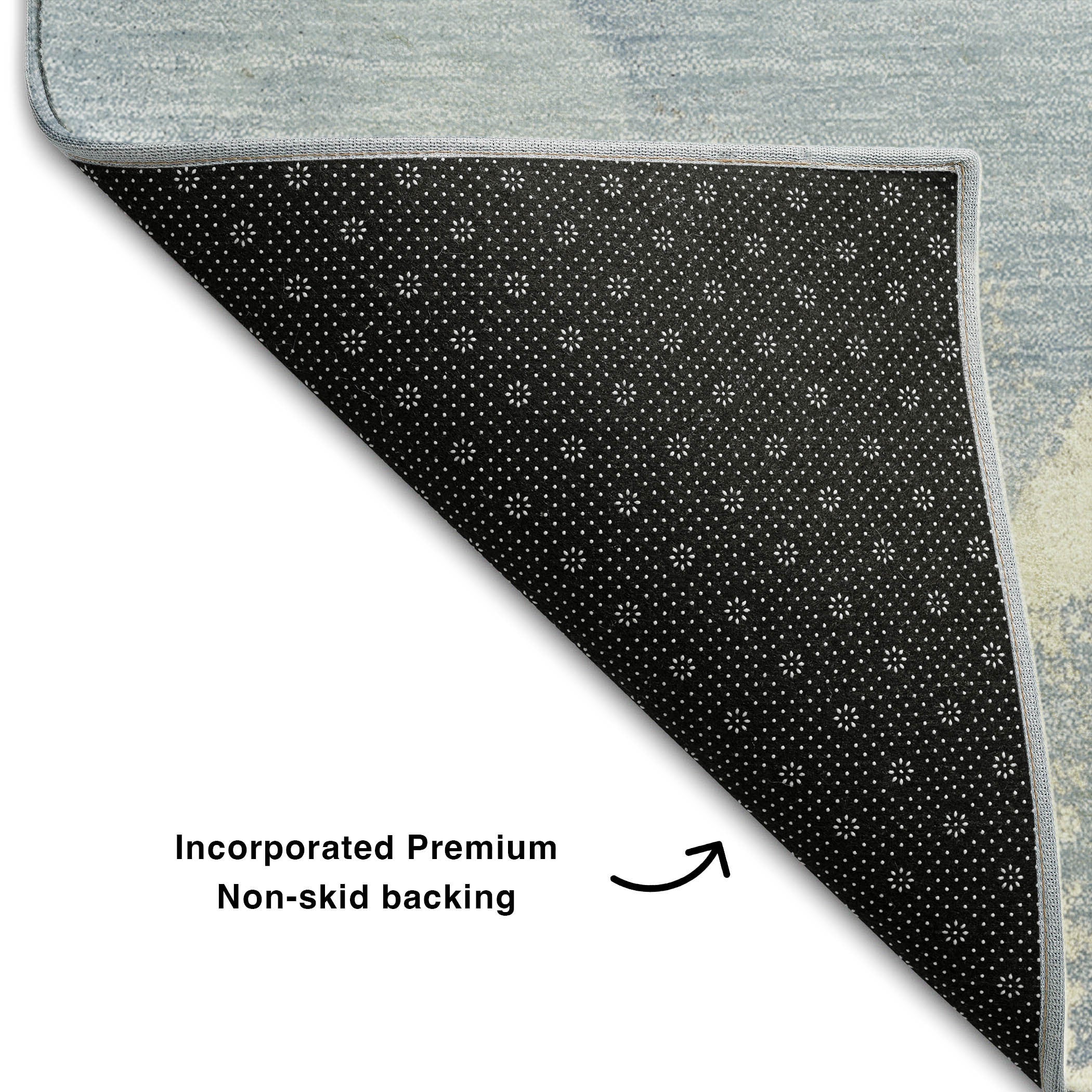 3' X 5' Blue Gray And Ivory Abstract Washable Area Rug With UV Protection - Home & Garden