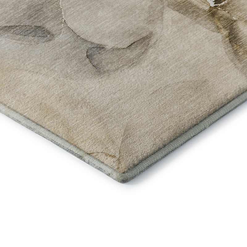 5' X 8' Beige And Ivory Abstract Washable Area Rug With UV Protection - Home & Garden