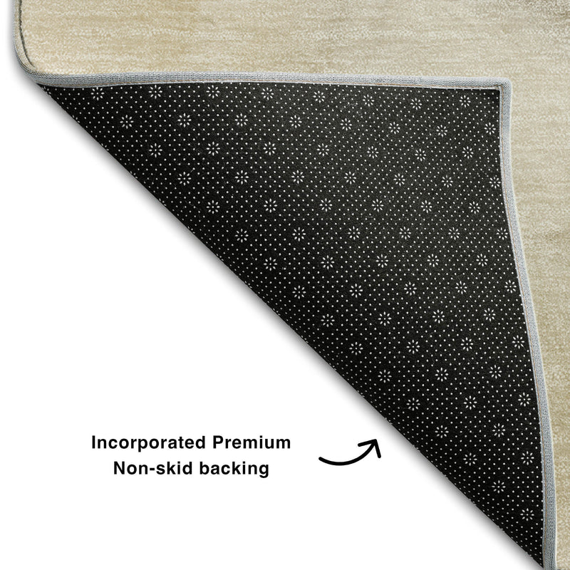 5' X 8' Beige And Ivory Abstract Washable Area Rug With UV Protection - Home & Garden