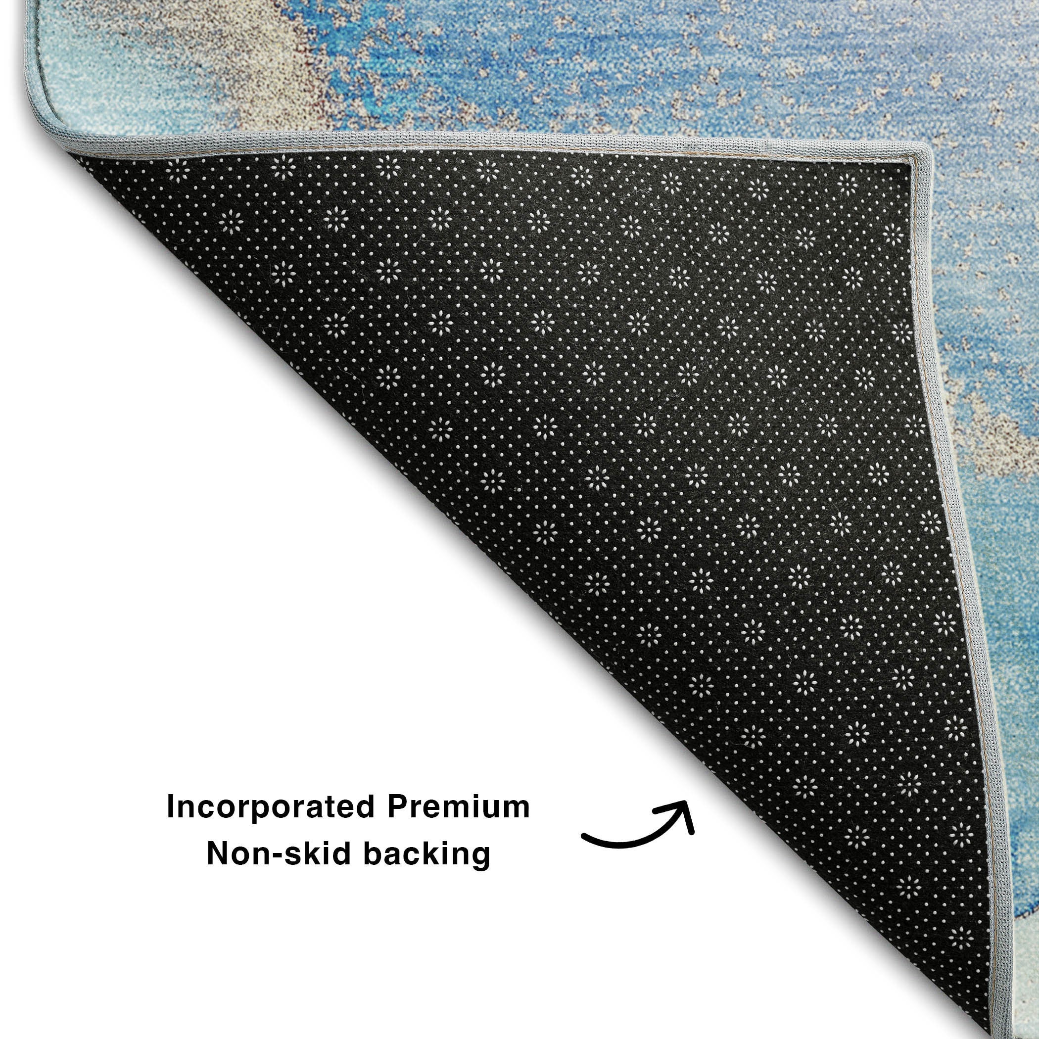 3' X 5' Purple Blue And Ivory Abstract Washable Area Rug With UV Protection - Home & Garden