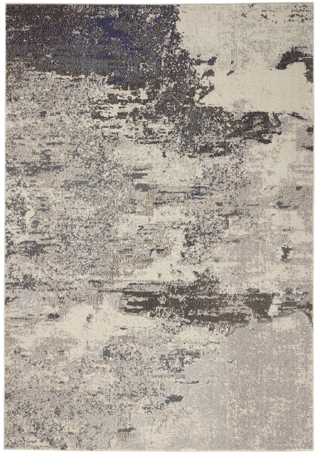 4' X 6' Ivory And Grey Abstract Power Loom Non Skid Area Rug - Home Decor