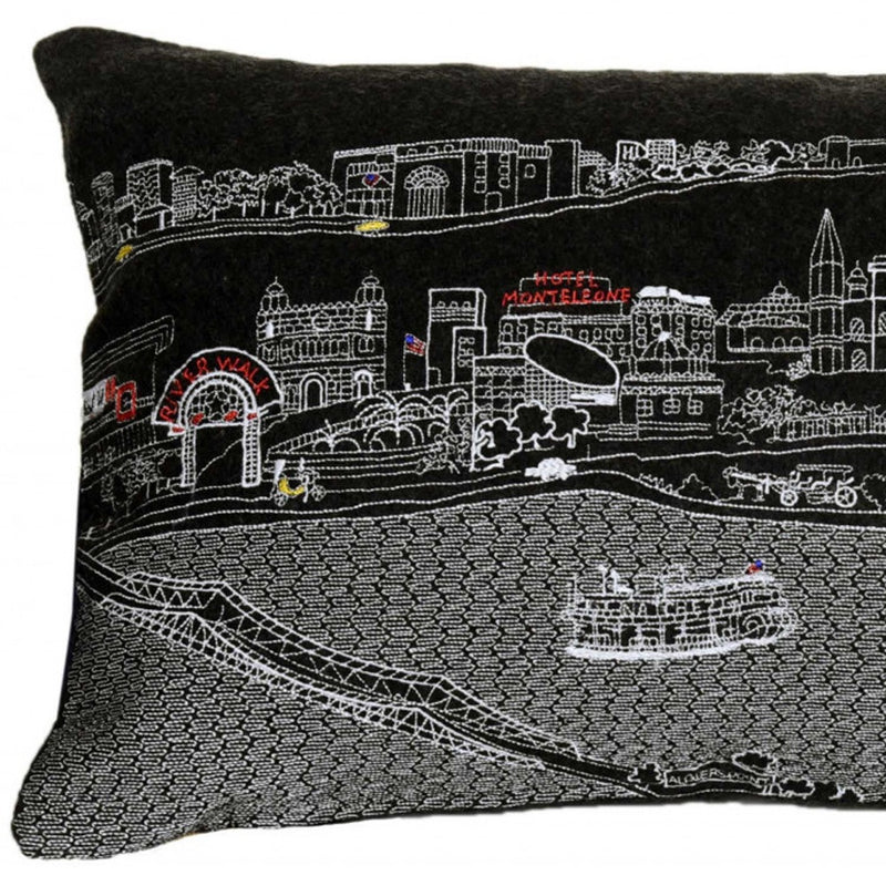 14" X 24" Dark Gray And White New Orleans Nighttime Skyline Lumbar Decorative Pillow - Home & Garden