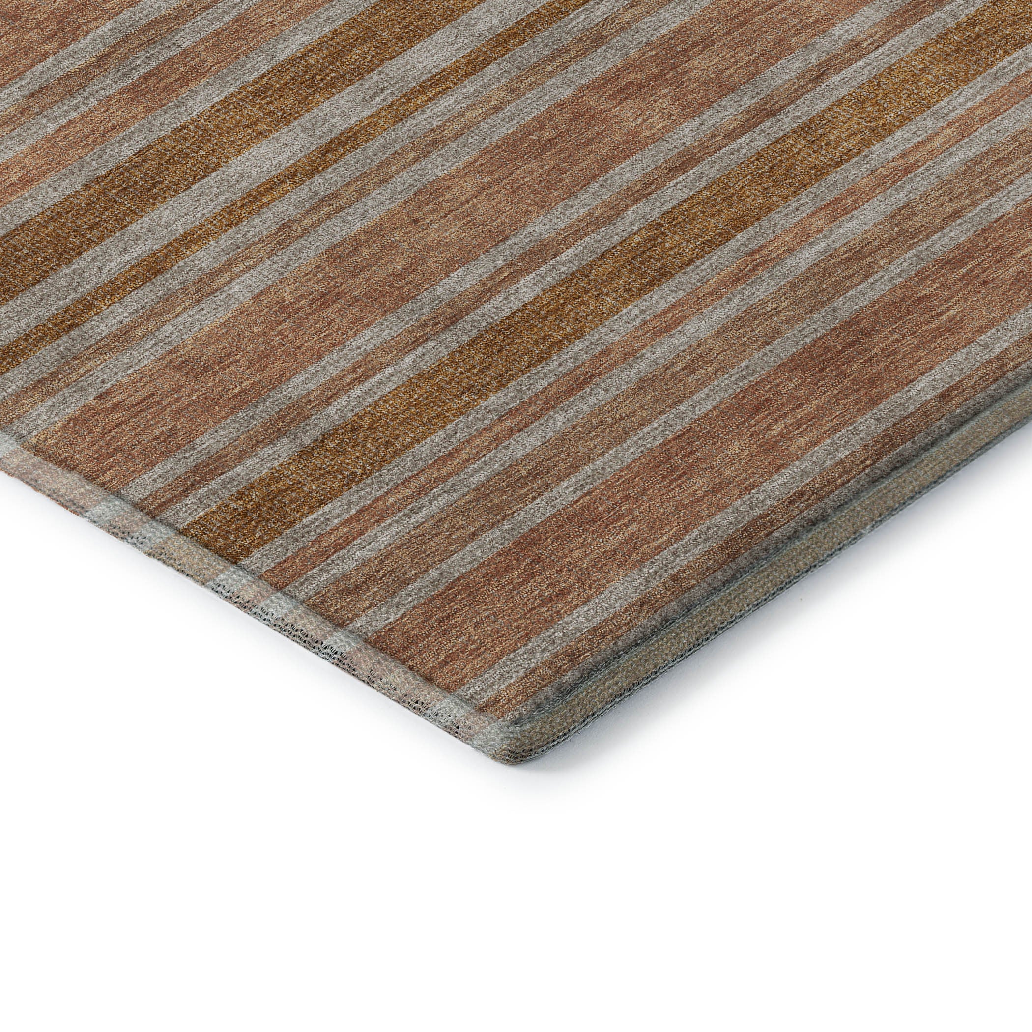 5' X 8' Rust And Beige Striped Washable Area Rug With UV Protection - Home & Garden