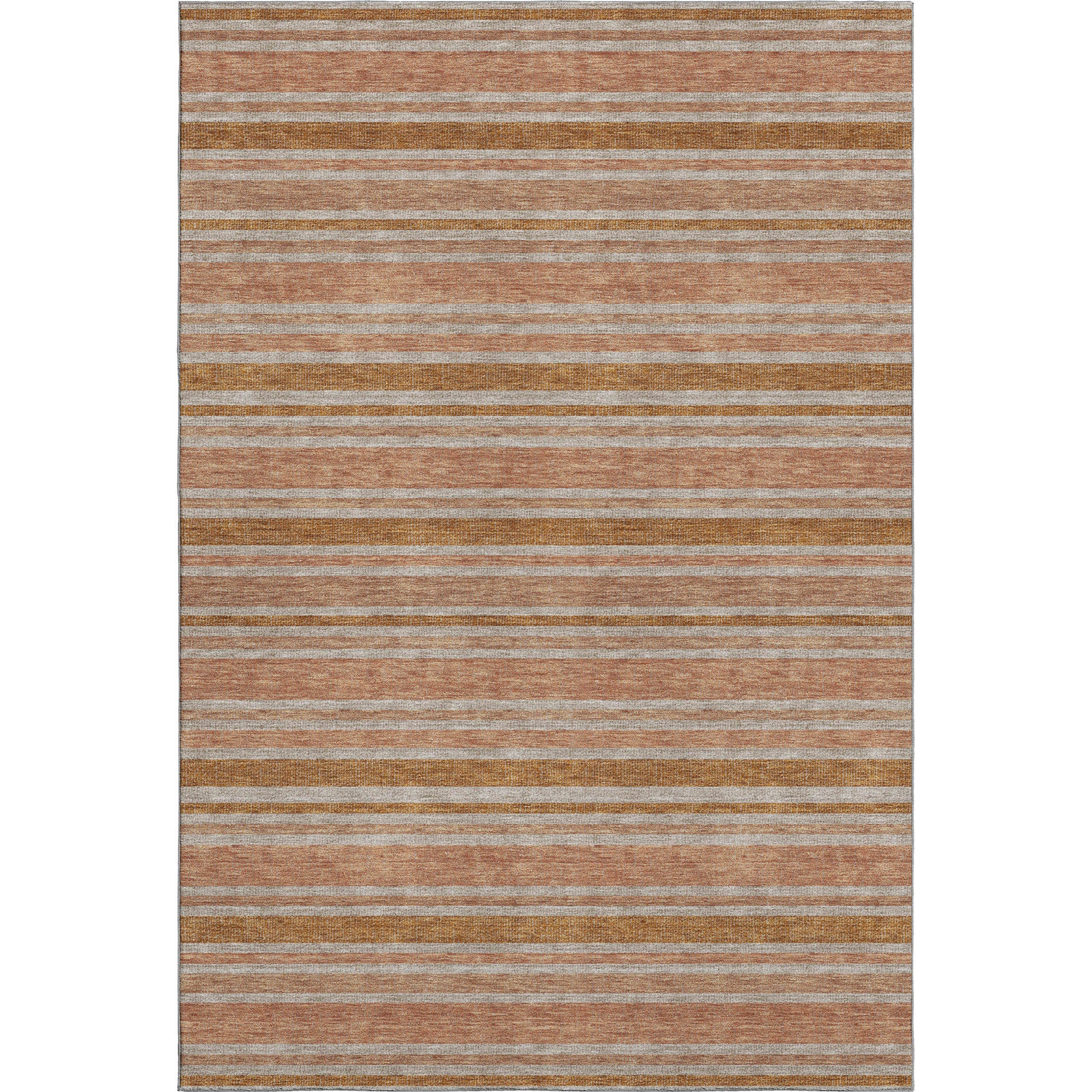 5' X 8' Rust And Beige Striped Washable Area Rug With UV Protection - Home & Garden