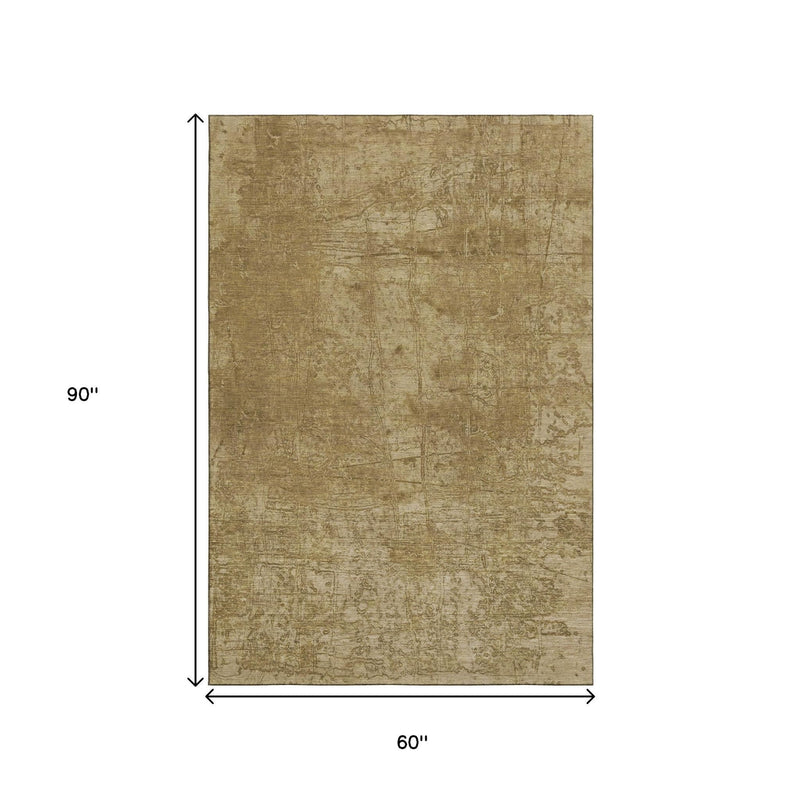 5' X 8' Beige And Ivory Abstract Washable Area Rug With UV Protection - Home & Garden