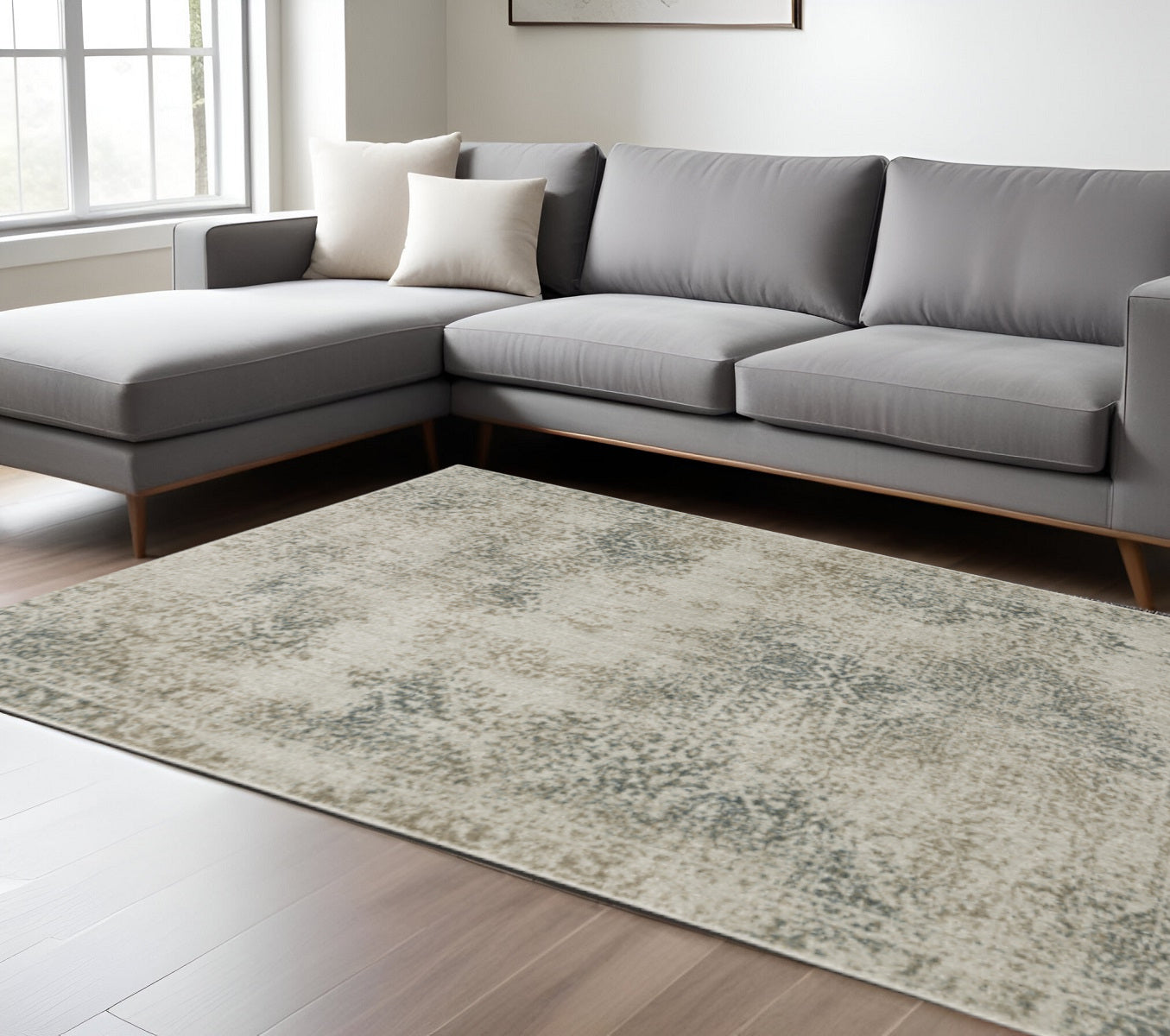 7' X 10' Gray Oriental Power Loom Area Rug - Home & Garden