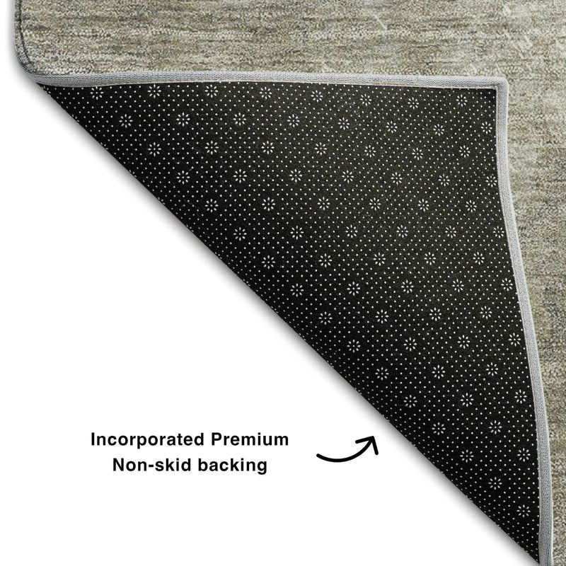 5' X 8' Beige And Ivory Abstract Washable Area Rug With UV Protection - Home & Garden