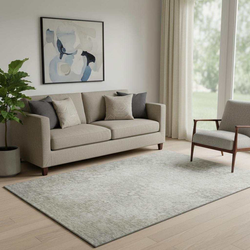 5' X 8' Beige And Ivory Abstract Washable Area Rug With UV Protection - Home & Garden