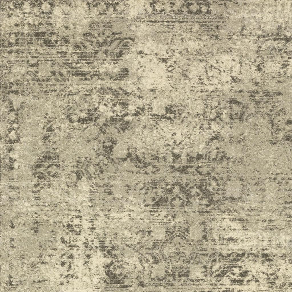 10' X 13' Grey Ivory Beige And Taupe Oriental Power Loom Stain Resistant Area Rug - Home & Garden