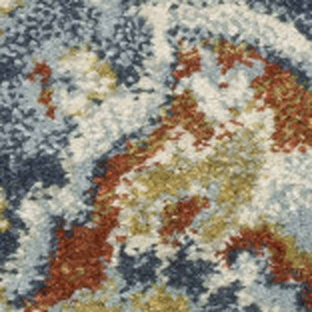5' X 7' Blue Beige Rust Gold And Teal Oriental Power Loom Stain Resistant Area Rug - Home & Garden