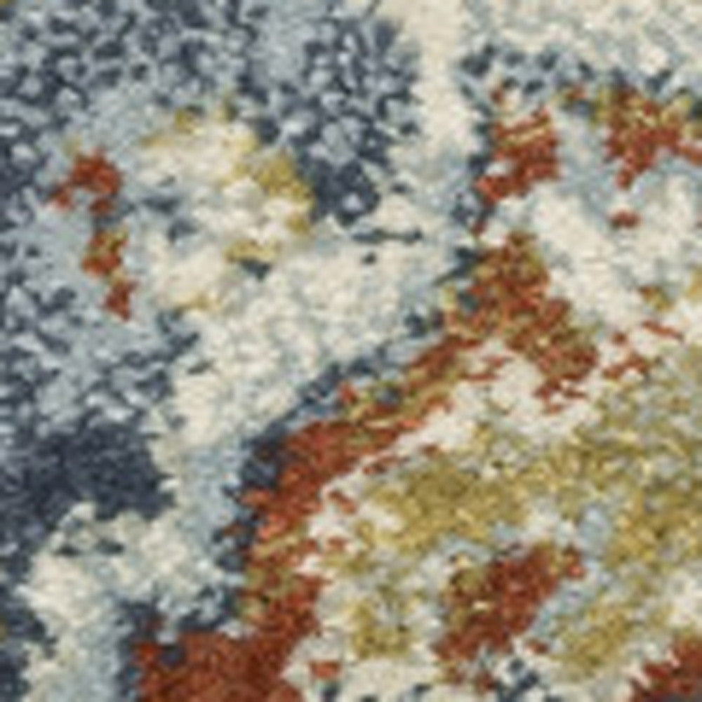 5' X 7' Blue Beige Rust Gold And Teal Oriental Power Loom Stain Resistant Area Rug - Home & Garden