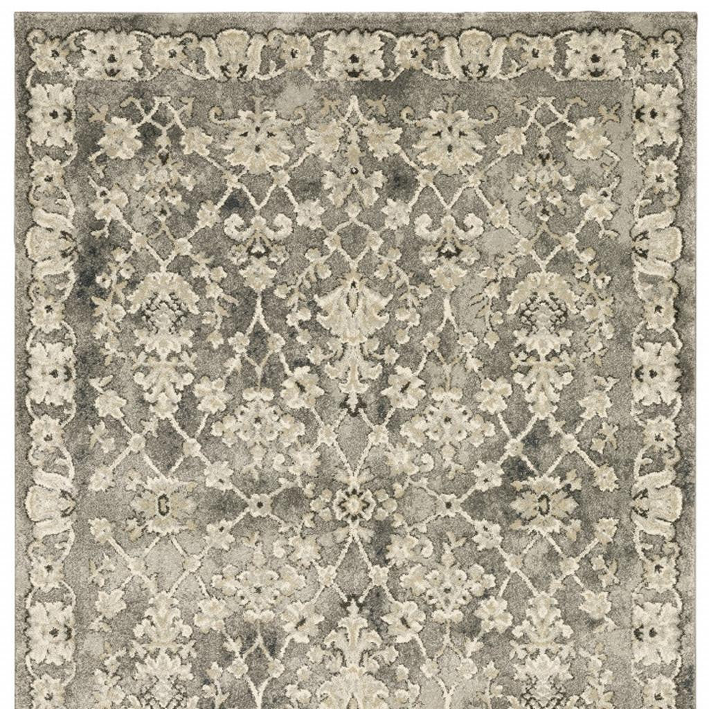 10' X 13' Grey Beige Tan And Brown Oriental Power Loom Stain Resistant Area Rug - Home & Garden