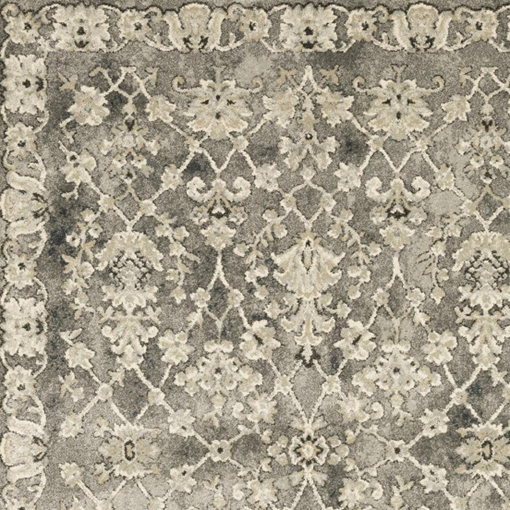 10' X 13' Grey Beige Tan And Brown Oriental Power Loom Stain Resistant Area Rug - Home & Garden