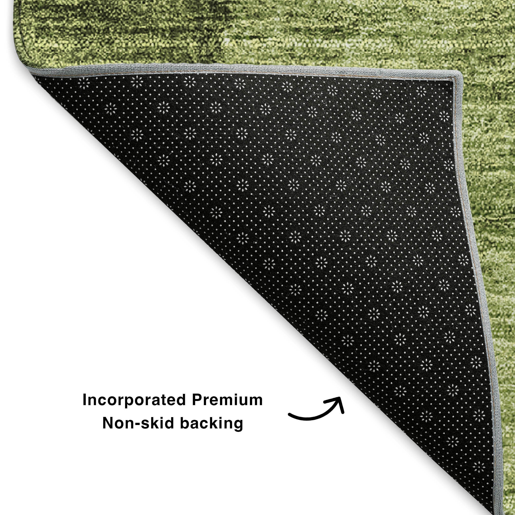 10' X 14' Olive Green And Ivory Ombre Washable Area Rug With UV Protection - Home & Garden