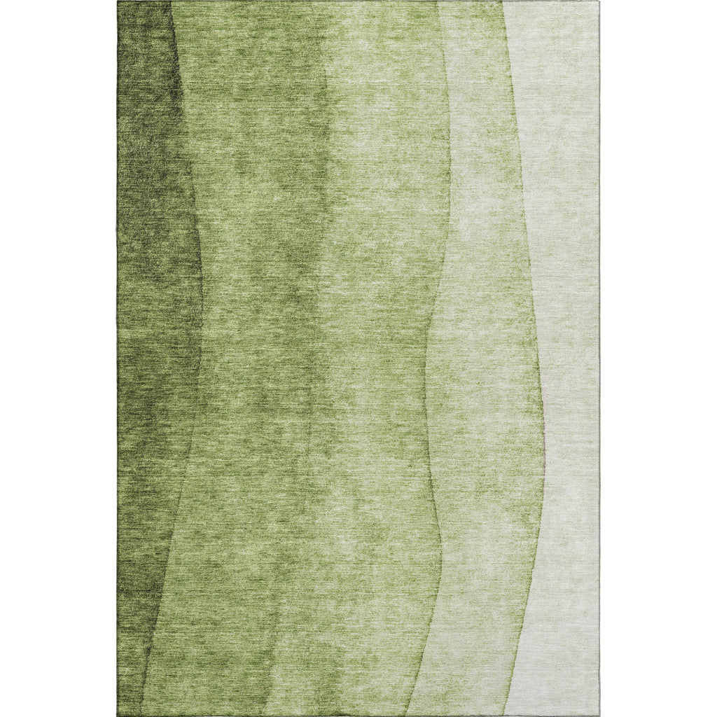 10' X 14' Olive Green And Ivory Ombre Washable Area Rug With UV Protection - Home & Garden
