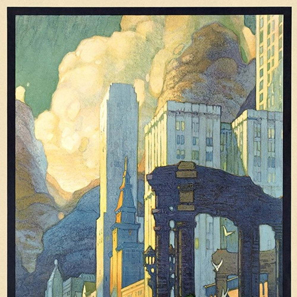 12" X 18" Vintage 1929 Chicago Michigan Ave Travel Poster Wall Art - Home Decor