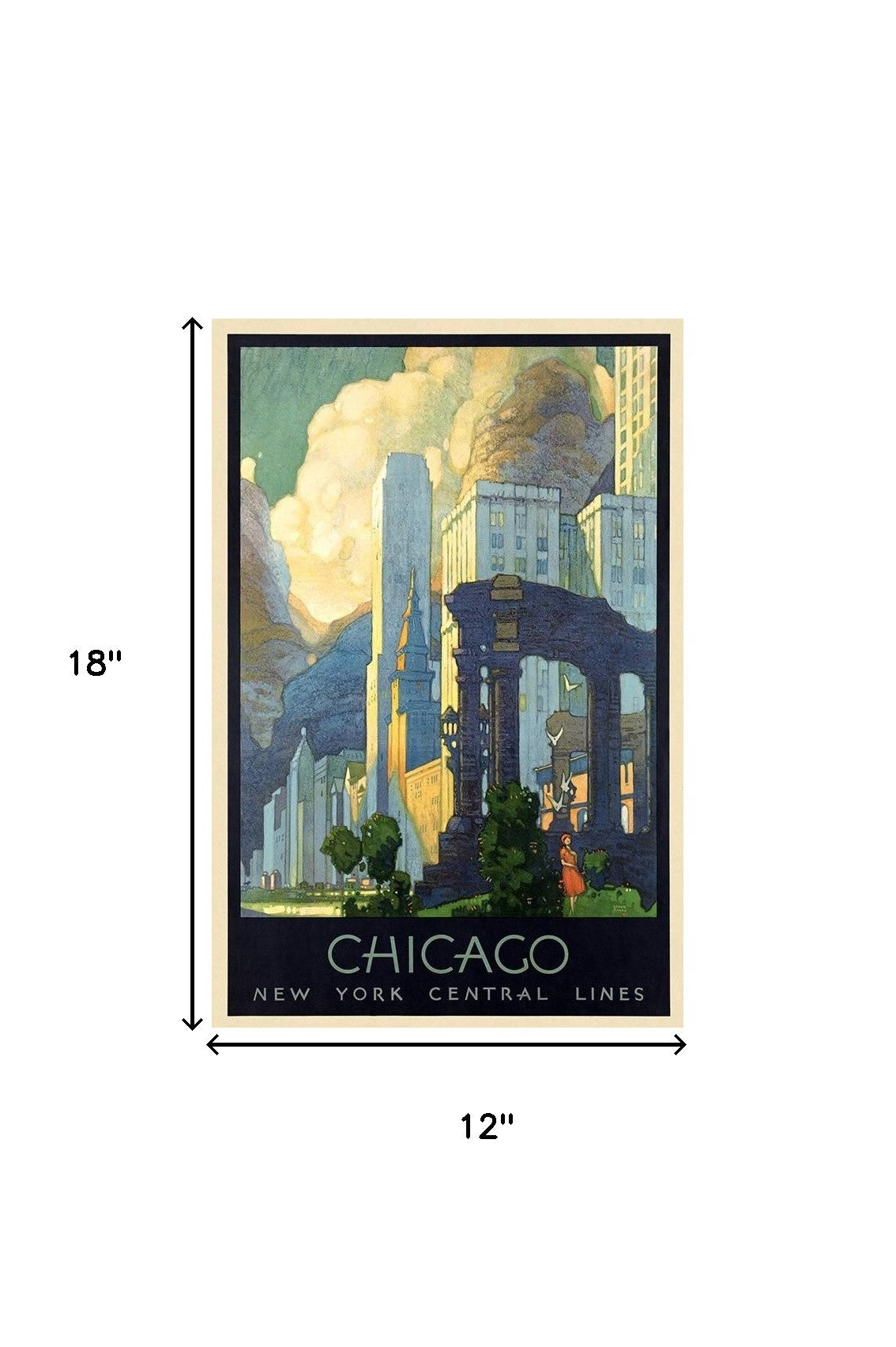 12" X 18" Vintage 1929 Chicago Michigan Ave Travel Poster Wall Art - Home Decor