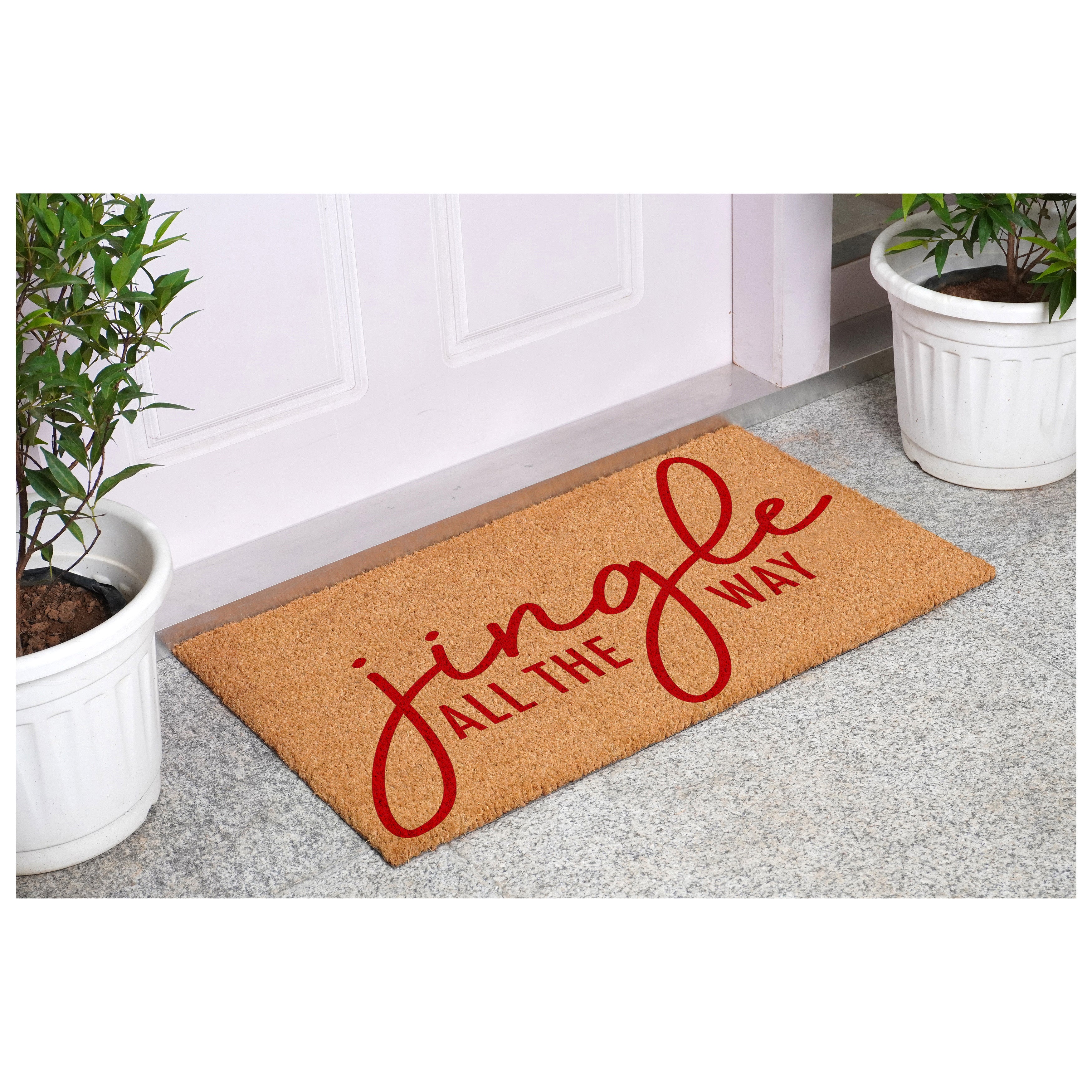 24" X 36" Brown And Red Christmas Outdoor Coir Door Mat - Home & Garden