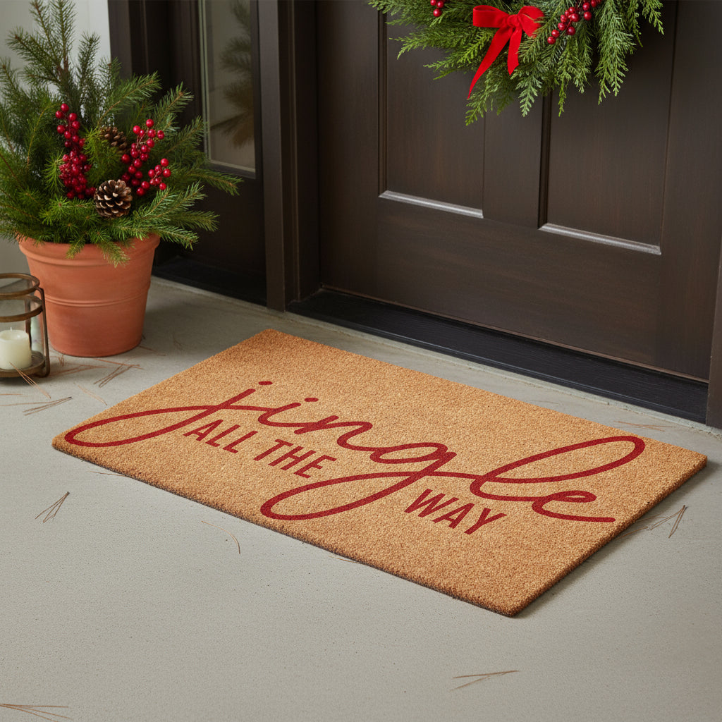 24" X 36" Brown And Red Christmas Outdoor Coir Door Mat - Home & Garden