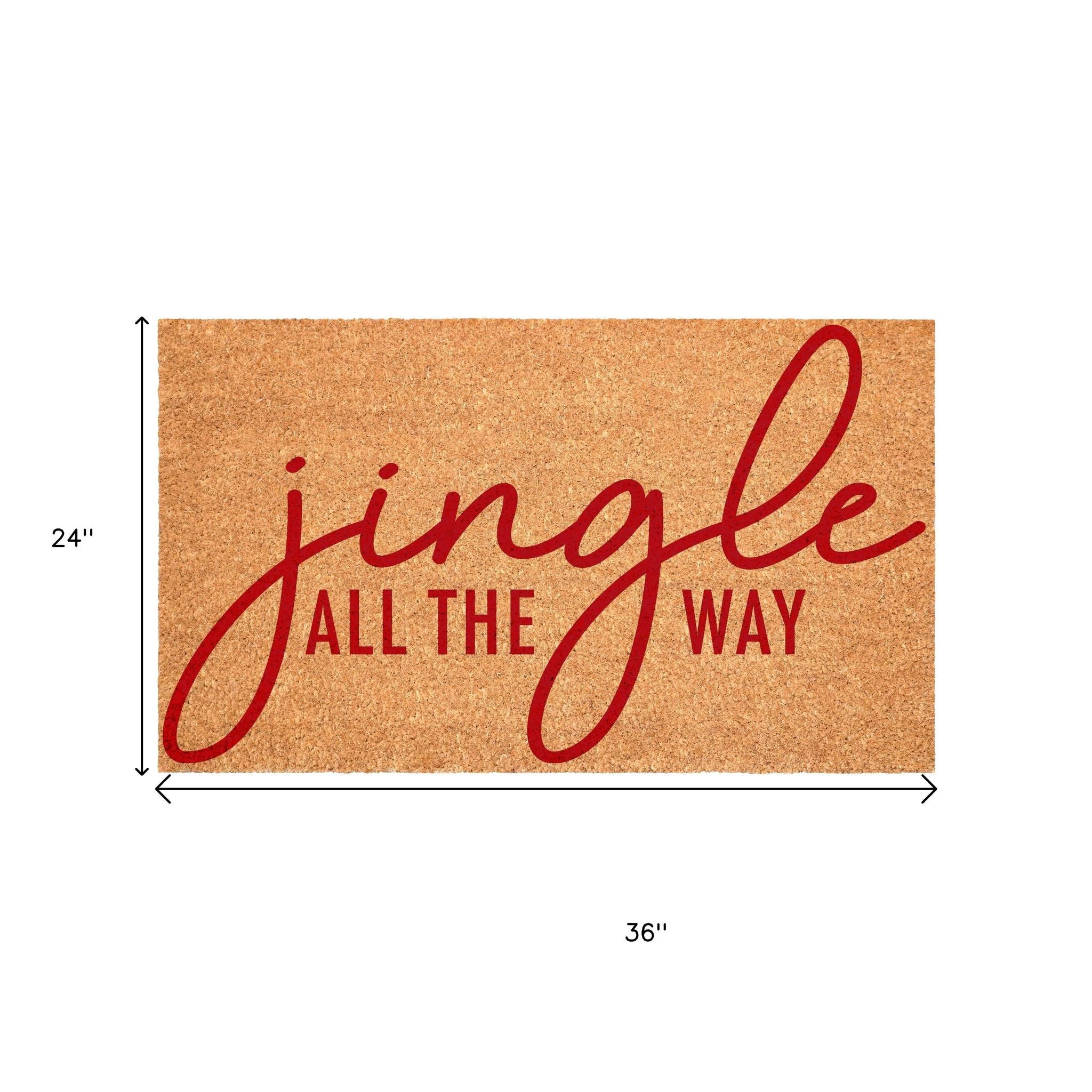 24" X 36" Brown And Red Christmas Outdoor Coir Door Mat - Home & Garden